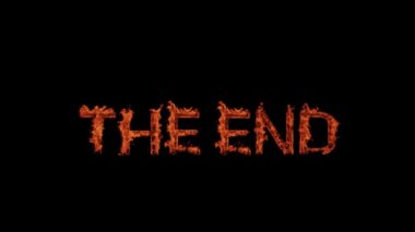 The phrase the end is on fire, the letters are on fire, end, black background and fire, completion