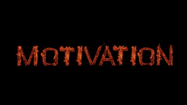 Phrase Motivation Fire Letters Fire End Black Background Fire Moving — 图库视频影像