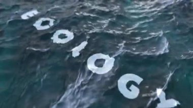 The word ecology, clear water in the sea with waves, summer sea, clear water