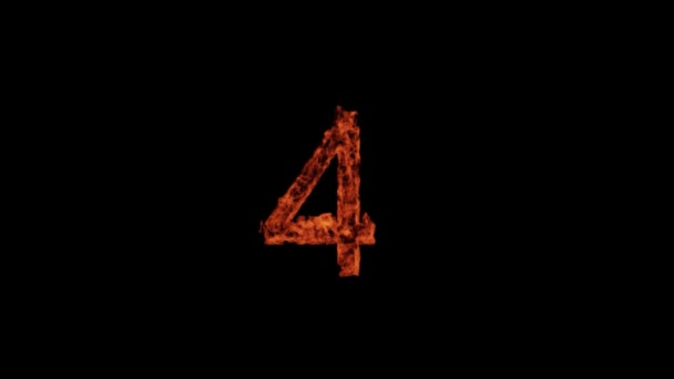 Number Burns Fire Black Background Number Fire Number Fire Beautiful — Vídeo de Stock