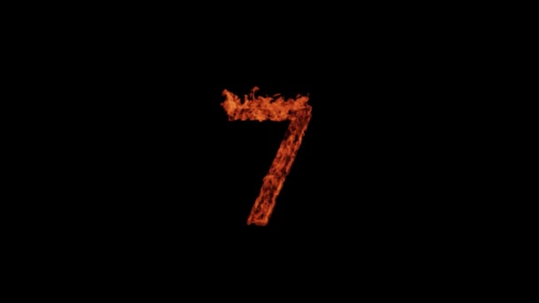 Number Burns Fire Black Background Number Fire Number Fire Beautiful — 图库视频影像