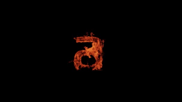 Small Letter Burns Fire Black Background Letter Burns Alphabet — Vídeo de Stock