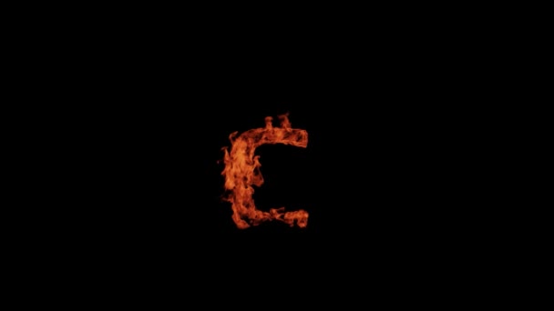 Small Letter Burns Fire Black Background Letter Burns Alphabet — Wideo stockowe