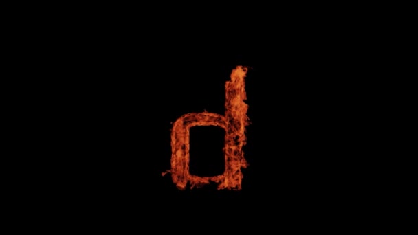 Small Letter Burns Fire Black Background Letter Burns Alphabet — Wideo stockowe