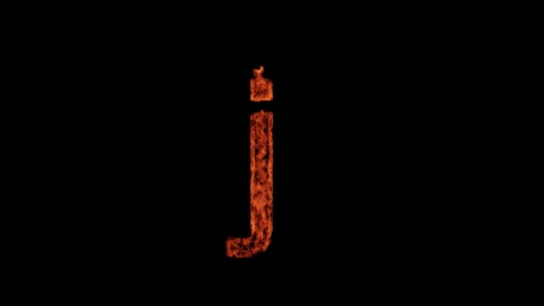 Small Letter Burns Fire Black Background Letter Burns Alphabet — Stockvideo