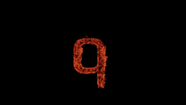 Small Letter Burns Fire Black Background Letter Burns Alphabet — стоковое видео