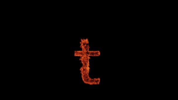 Small Letter Burns Fire Black Background Letter Burns Alphabet — Stockvideo