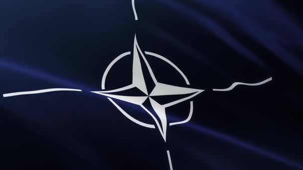 Big Nato Flag Flying North Atlantic Treaty Organization — Stock video