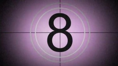 Retro countdown, old movie countdown, purple background