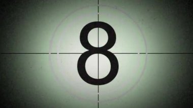 Retro countdown, old movie countdown, green background