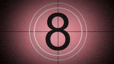 Retro countdown, old movie countdown, red background