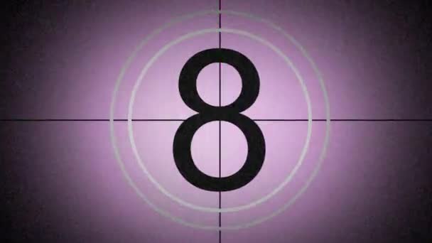 Retro Countdown Old Movie Countdown Purple Background — Vídeos de Stock