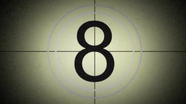 Retro countdown, old movie countdown, yellow background