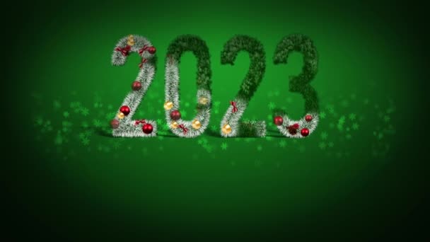 Νέο Έτος Επιγραφή 2023 Νέο Έτος 2023 Πρωτοχρονιά Ημερομηνία Πράσινο — Αρχείο Βίντεο