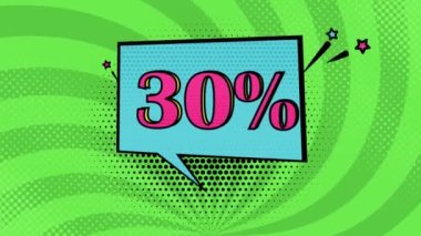 30 percent in pop art style, green background.