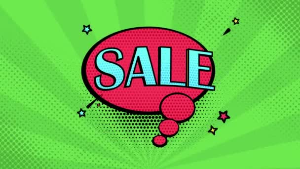 Sale Pop Art Style Green Background — Wideo stockowe