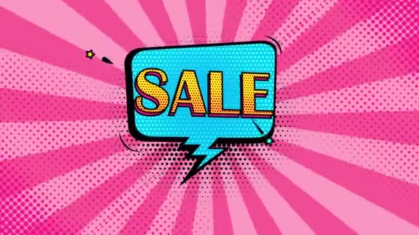 Sale Pop Art Style Pink Background — Stockvideo