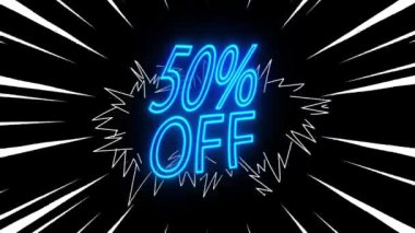 Neon logo 50 percent discount, sale, online store, holiday sale, sale logo, percent
