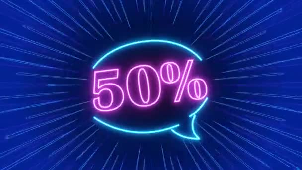 Neon Logo Percent Discount Sale Online Store Holiday Sale Discount — Vídeo de stock