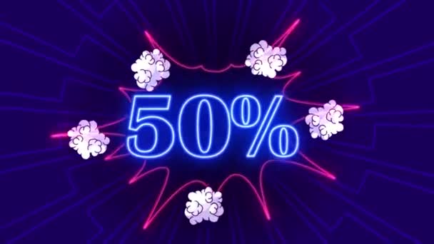 Neon Logo Percent Discount Sale Online Store Holiday Sale Logo — Video Stock