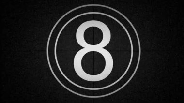 Antique countdown with noise and graininess, vintage countdown, black background