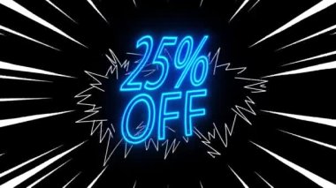 Neon logosu% 25 indirim, satış, çevrimiçi mağaza, bayram indirimi, satış logosu