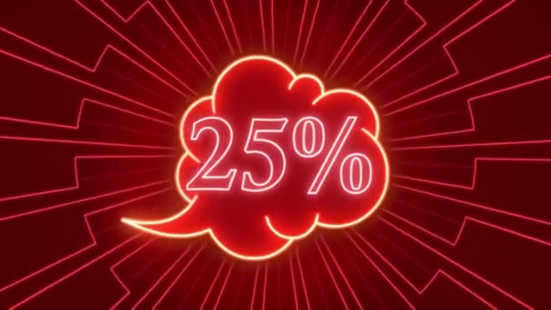 Neon Logo Percent Discount Sale — Stock Video