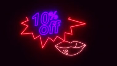Neon yazıt indirimi% 10, logo