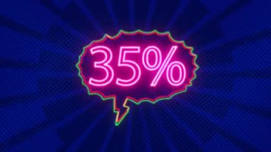 Neon logosu% 35 indirim, satış, çevrimiçi mağaza, bayram indirimi, satış logosu, yüzde