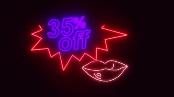 Neon Λογότυπο Τοις Εκατό Έκπτωση Πώληση Ηλεκτρονικό Κατάστημα Πώληση Διακοπών — Αρχείο Βίντεο