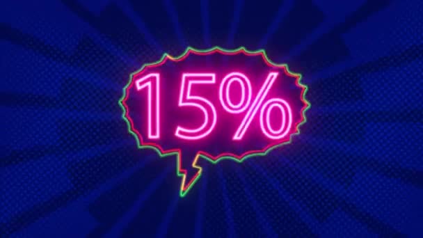Neon Logo Prozent Rabatt Verkauf Online Shop Urlaub Verkauf Verkauf — Stockvideo
