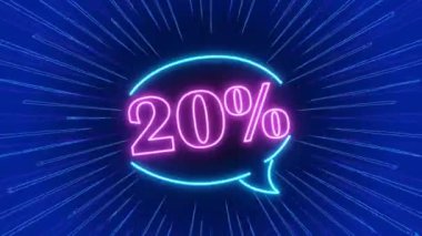 Neon logosu% 20 indirim, satış, çevrimiçi mağaza, kara cuma, indirim