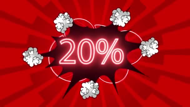 Neon Logo Prozent Rabatt Verkauf Online Shop Schwarzer Freitag — Stockvideo
