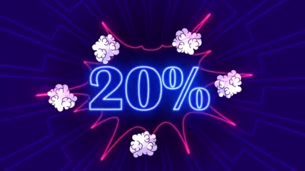 Neon Logo Percent Discount Sale Online Store Holiday Sale Discount — Stock Video