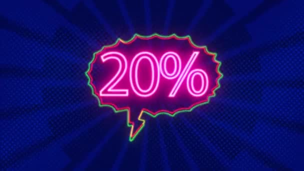 Neon Λογότυπο Τοις Εκατό Έκπτωση Πώληση Ηλεκτρονικό Κατάστημα Πώληση Διακοπών — Αρχείο Βίντεο