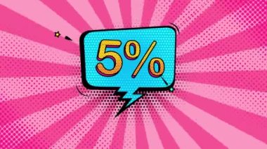 5 percent discount in pop art style, cartoon style, sale, discount, online store, new price, black friday