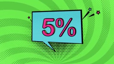 Pop art style 5 percent discount, cartoon style, sale, discount, online store