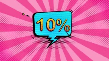 Pop sanat tarzında yüzde 10 indirim, karikatür tarzı, satış, indirim, çevrimiçi mağaza, yeni fiyat