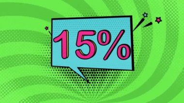 Pop sanat stili% 15 indirimli, çizgi film stili, indirim, indirimli, yeni fiyat, kara Cuma, alışveriş, kapalı