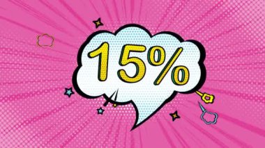 Pop sanat stili% 15 indirim, çizgi film stili, satış, indirim, online mağaza