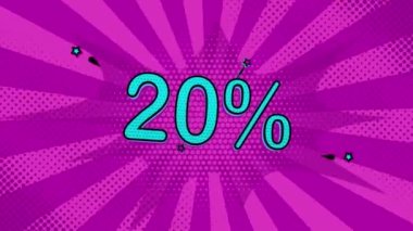 Pop sanat stili% 20 indirim, çizgi film stili, indirim, yeni fiyat, kara Cuma, alışveriş, kapalı