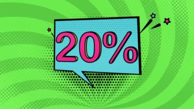 Pop sanat stili% 20 indirim, çizgi film stili, satış, indirim, online mağaza