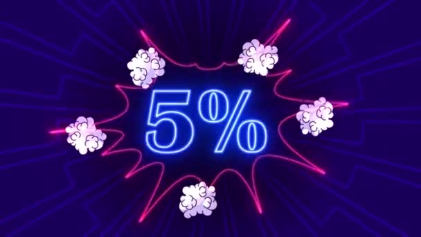 Neon Logo Prozent Rabatt Verkauf Online Shop Ferienverkauf Rabatt — Stockvideo