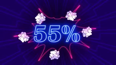 Neon logosu% 55 indirim, satış, çevrimiçi mağaza, tatil indirimi, indirim
