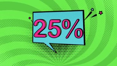 Pop sanat stili% 25 indirim, çizgi film stili, indirim, yeni fiyat, kara Cuma, alışveriş, kapalı