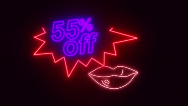 Neon Logo Percent Discount Sale Online Store Holiday Sale Discount — Stock Video