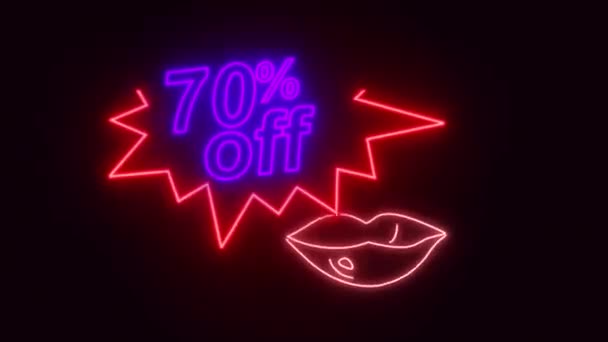 Neon Logo Percent Discount Sale Online Store Black Friday Discount — Stock Video