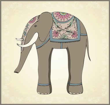 tebrik kartı ile Hint elephant.illustration Hintli fil. hayvan - fil, vektör.