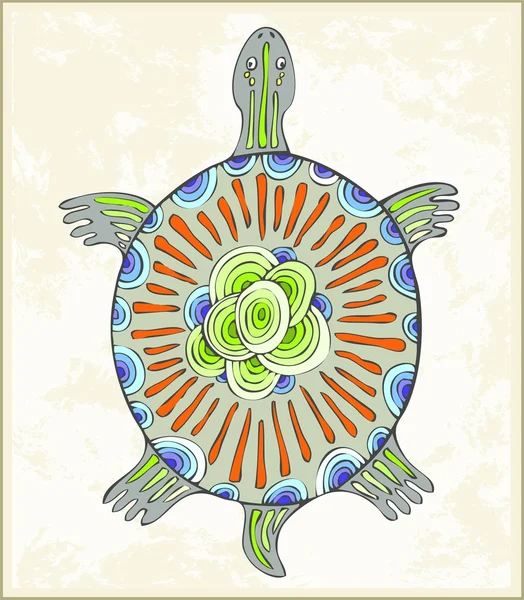 Simbolo astratto del vettore tartaruga. Illustrazione una tartaruga in stile etnico . — Vettoriale Stock