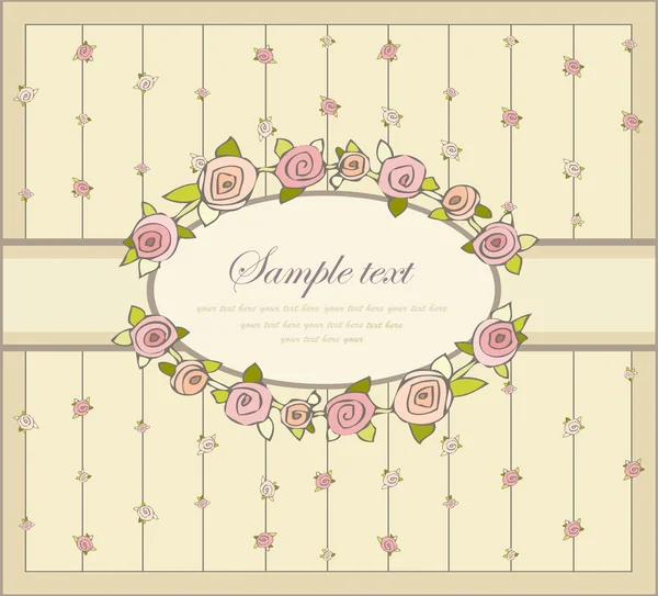 Biglietto d'auguri con rosa. Rose da illustrazione. Bellissimi decorati — Vettoriale Stock